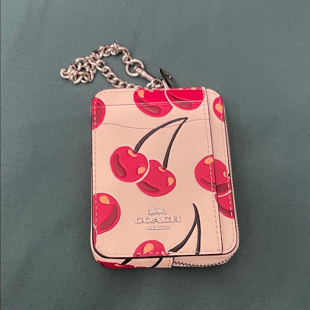 Coach Cherry Patterned Wallet with Chain